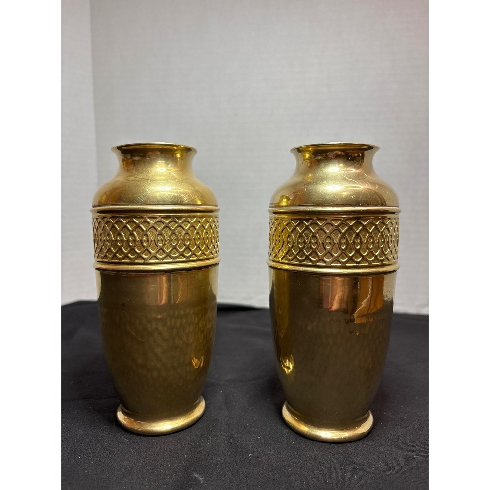 Vintage Brass Vases Pair Made in England Decorative Home Decor Set